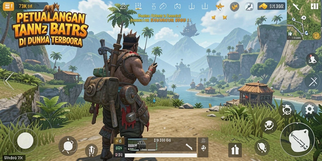 Screenshot gameplay 73K yang menampilkan petualangan seru di dunia terbuka.