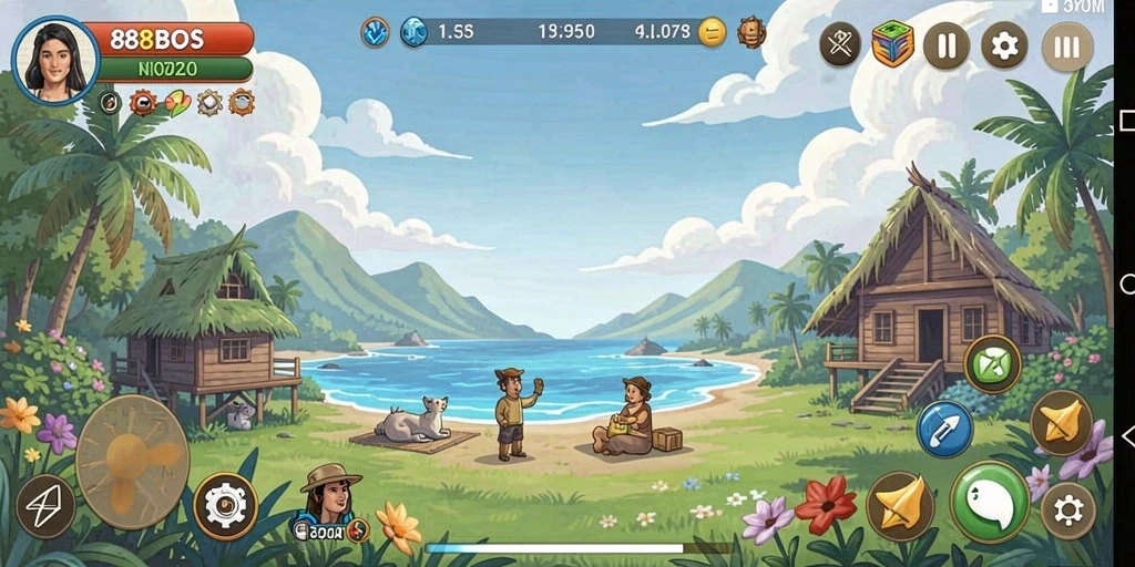 Screenshot 88BOS menunjukkan gameplay yang menyenangkan dan penuh warna.