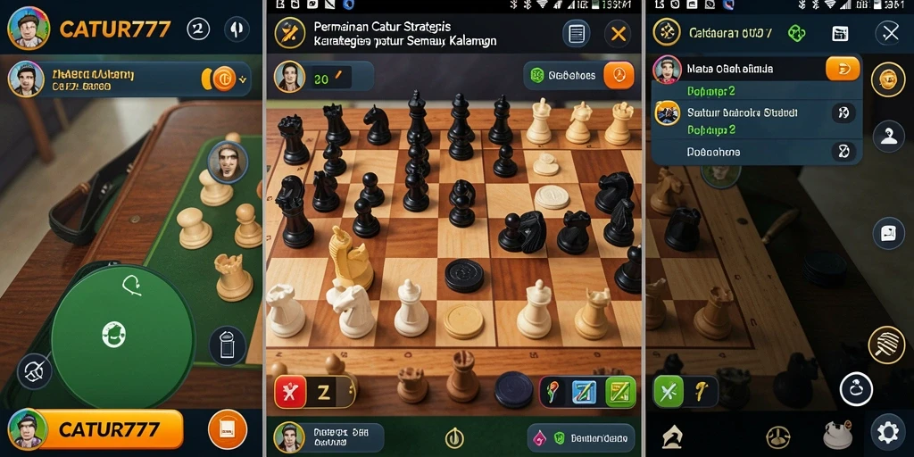 Screenshot gameplay dari CATUR777 menunjukkan aksi strategi catur yang mendebarkan.