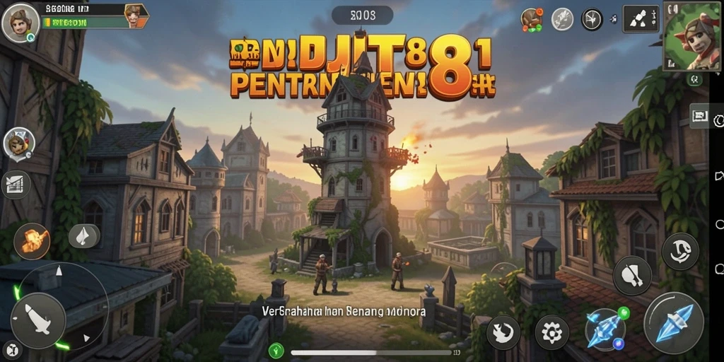 Tangkapan layar gameplay <strong>DUIT8</strong> menampilkan aksi menara yang mendebarkan.