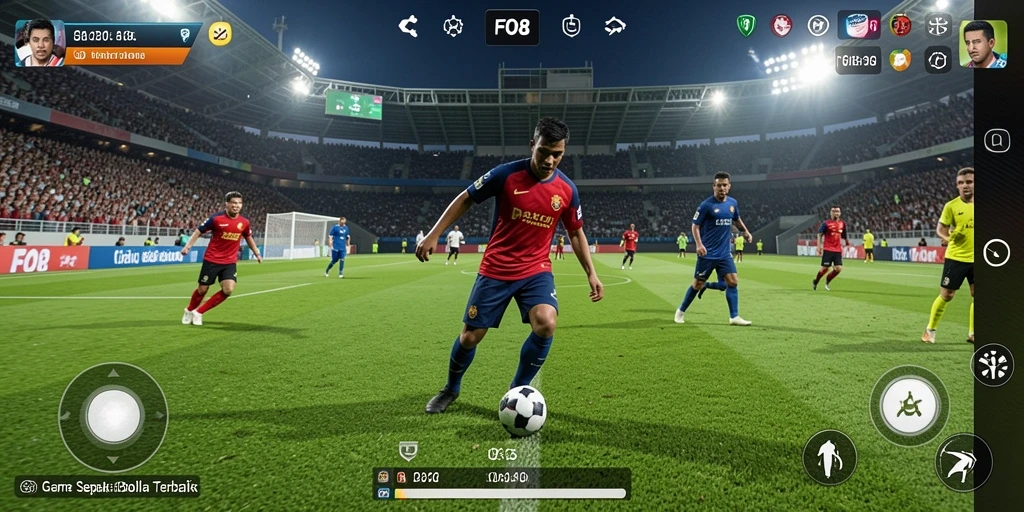 Tampilan gameplay FO8 yang mendebarkan dan realistis dalam pertandingan sepak bola.