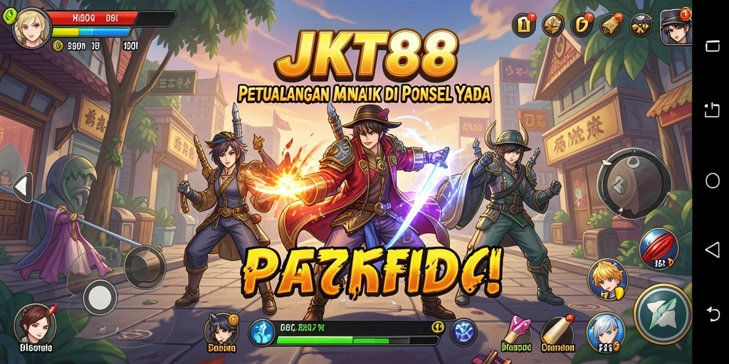 Tampilan gameplay utama JKT88 yang seru dan penuh warna.