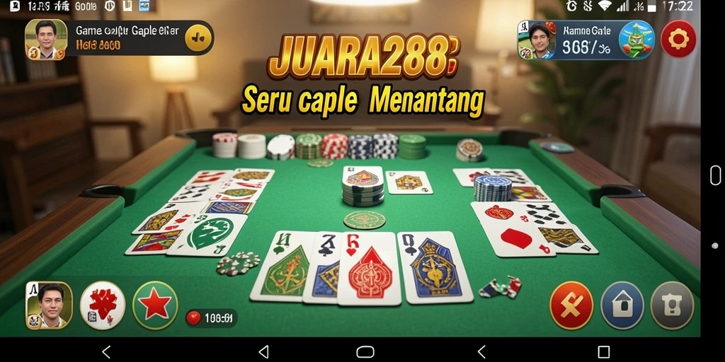 Screenshot JUARA288 menampilkan serunya bermain Gaple secara online.