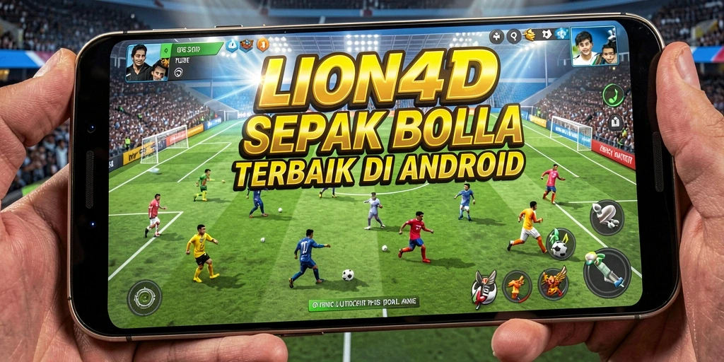 Screenshot gameplay LION4D menampilkan aksi seru di lapangan sepak bola.