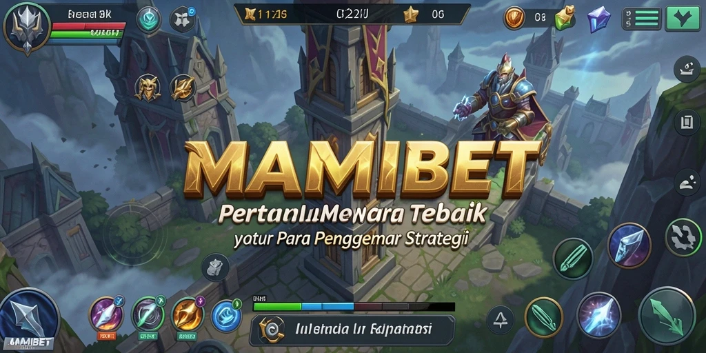 Tampilan gameplay MAMIBET menara pertahanan melawan gelombang musuh.