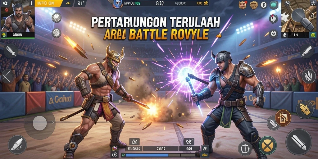 Tangkapan layar utama MPO08 menampilkan intensnya pertarungan di arena Battle Royale.
