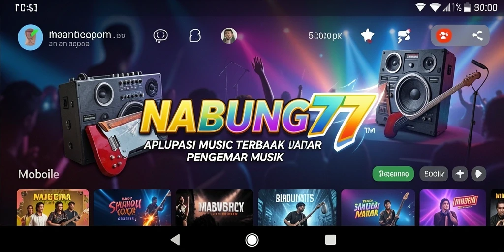 Tampilan gameplay interaktif dari NABUNG77 yang penuh dengan musik.