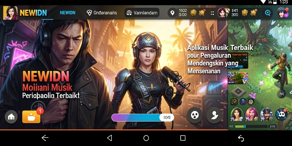 Gameplay NEWIDN yang menampilkan berbagai genre musik yang menarik.