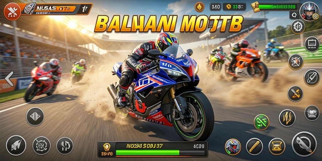 Tangkapan layar NUSASLOTS dengan aksi balapan motor yang menarik.