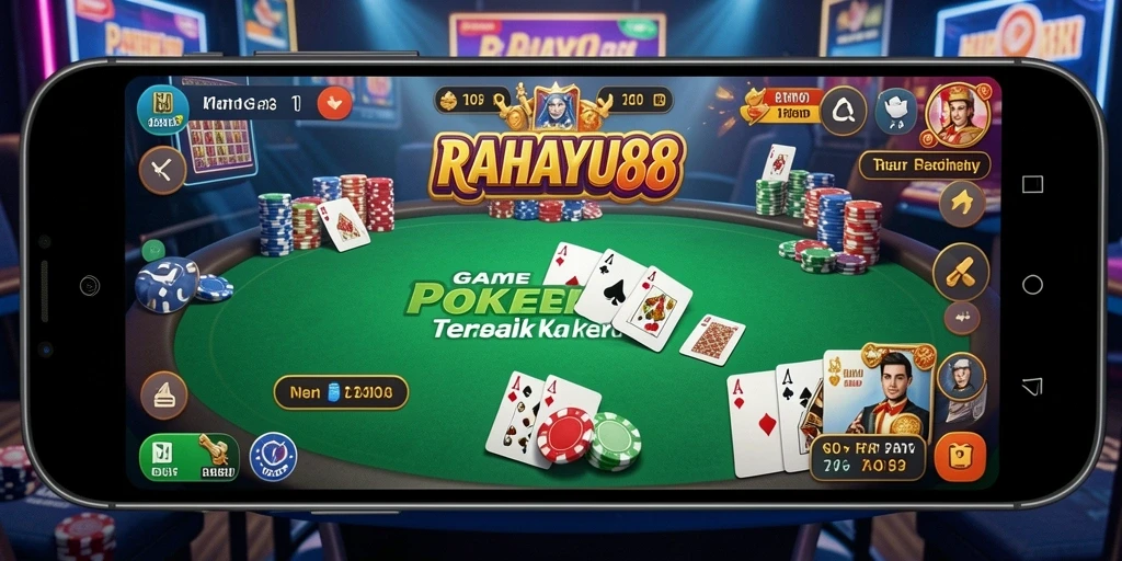 Tampilan gameplay RAHAYU88 dengan meja poker yang menarik.