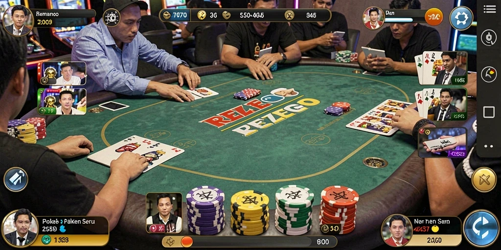 Tampilan gameplay Poker yang mendebarkan di REZEGO.