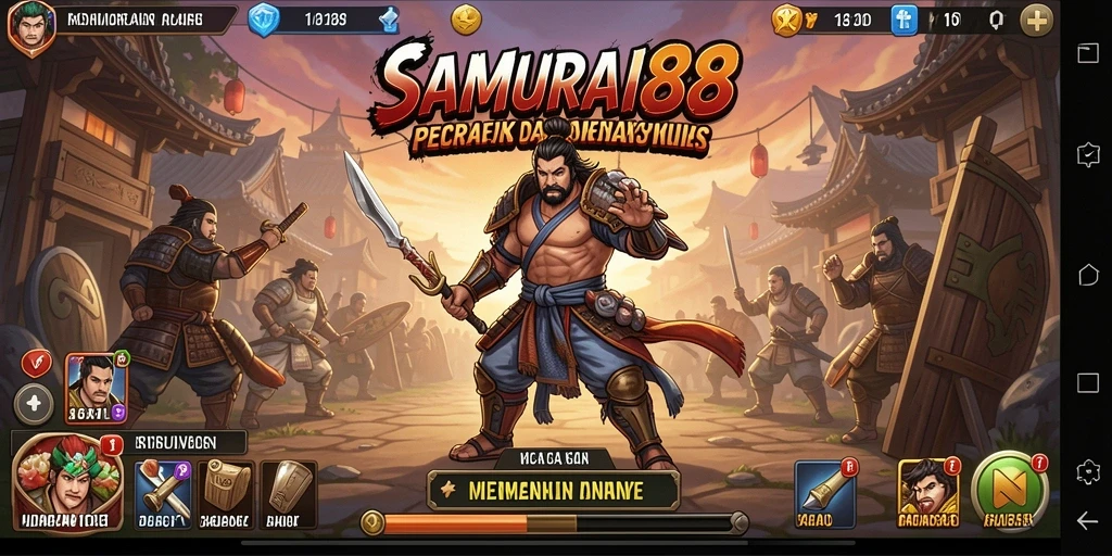 Tangkapan layar dari permainan SAMURAI88 menunjukkan aksi pertempuran samurai yang menegangkan.