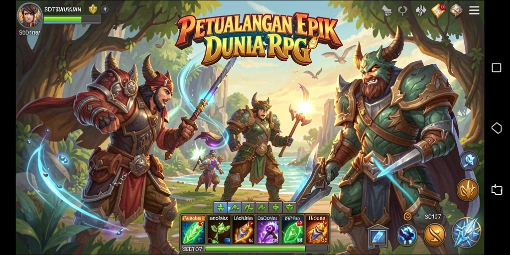 Tangkapan layar utama dari gameplay RPG yang mendebarkan.
