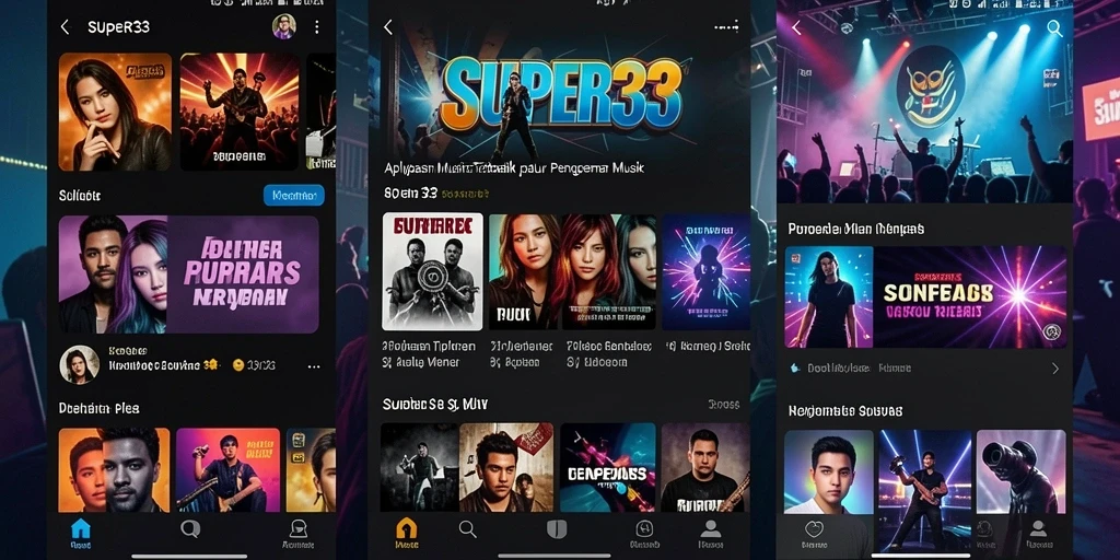 Tampilan gameplay interaktif dari aplikasi musik SUPER33.