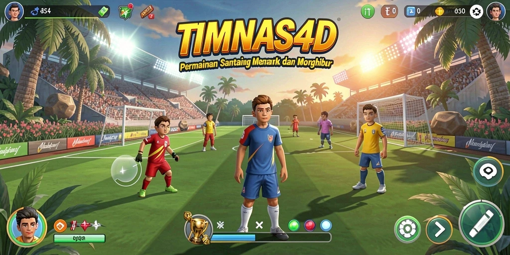 Screenshot gameplay TIMNAS4D yang penuh warna dan seru.