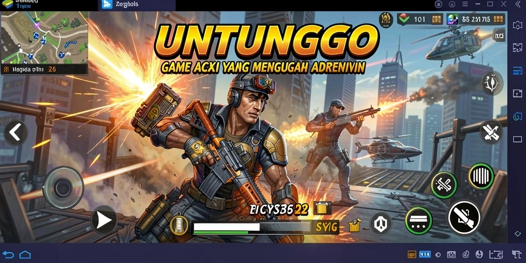 Screenshot UNTUNGGO menampilkan aksi mendebarkan di arena pertarungan.