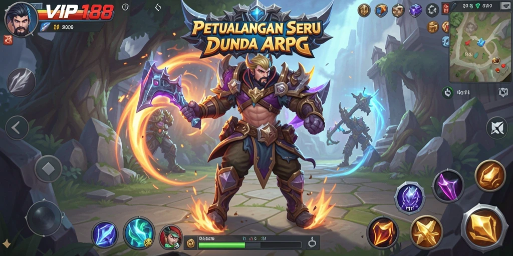 Screenshot gameplay <strong>VIP188</strong> menampilkan pertempuran seru di dunia fantasi.