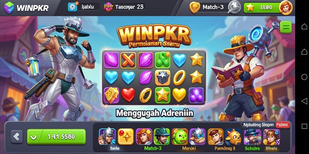 Tampilan gameplay seru dengan kombinasi warna yang menarik di WINPKR.